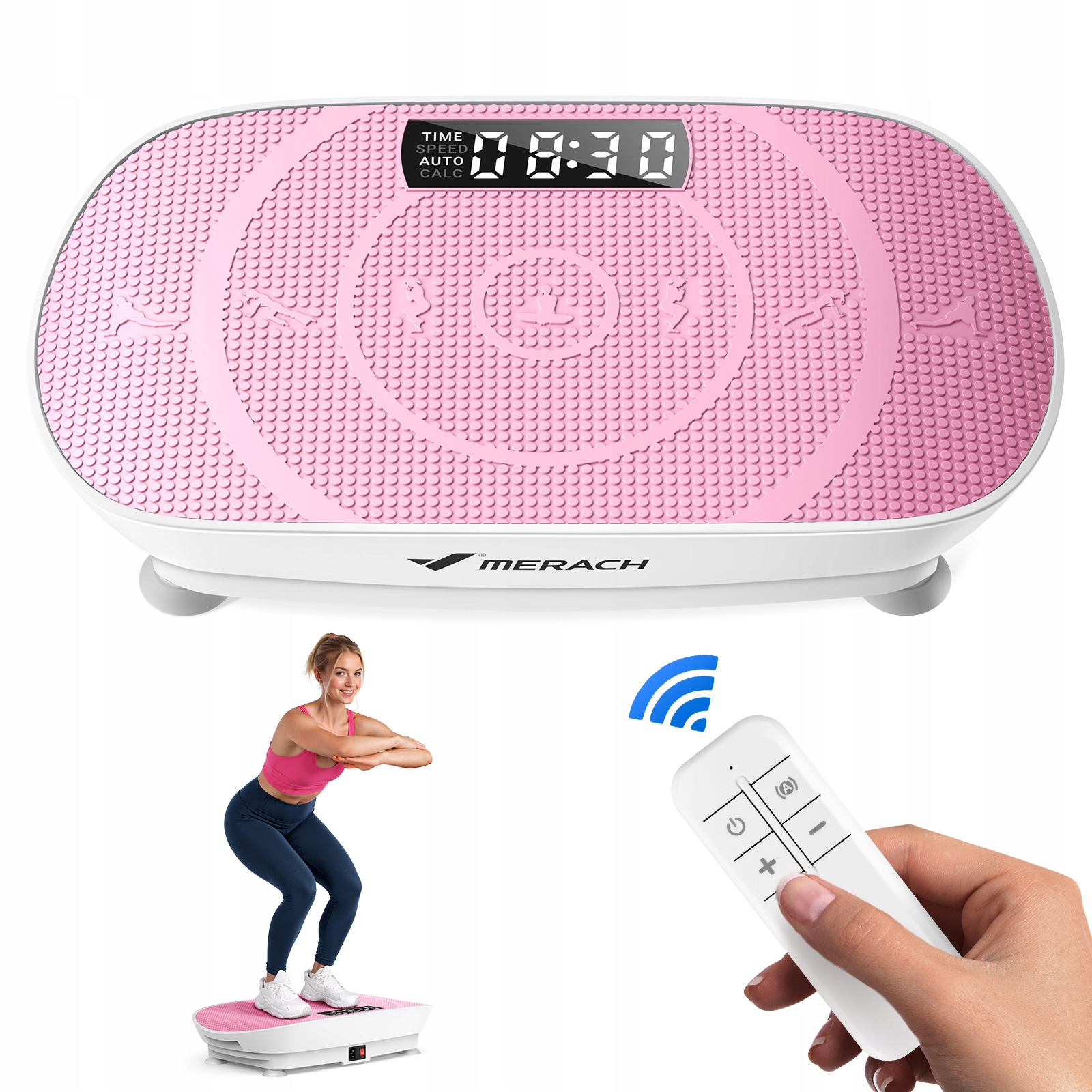 Platforma wibracyjna fitness pilot bluetooth różowa 10 poziomów