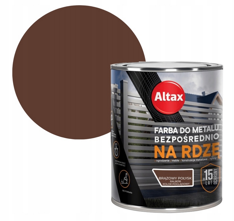 Altax Farba do metalu bezpośrednio na rdzę 2,5l Brązowy Połysk RAL8016