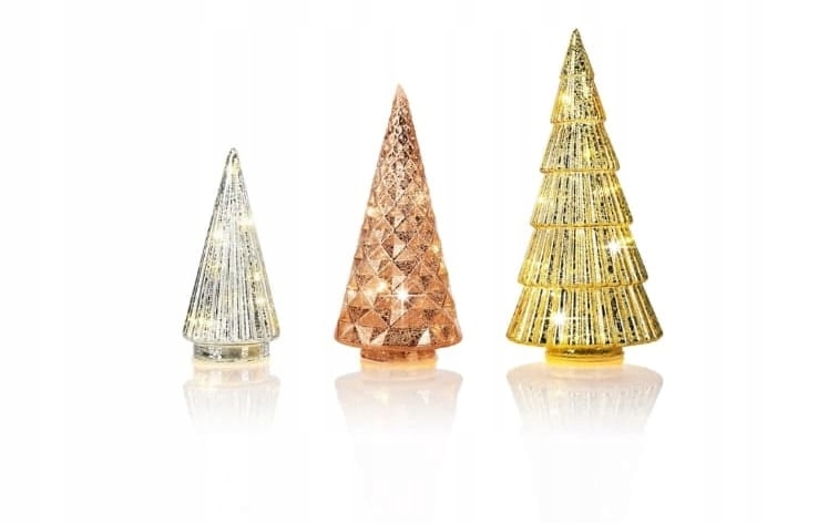 

Zestaw 3 Choinek Led Dekoracja Ozdoba Szkło