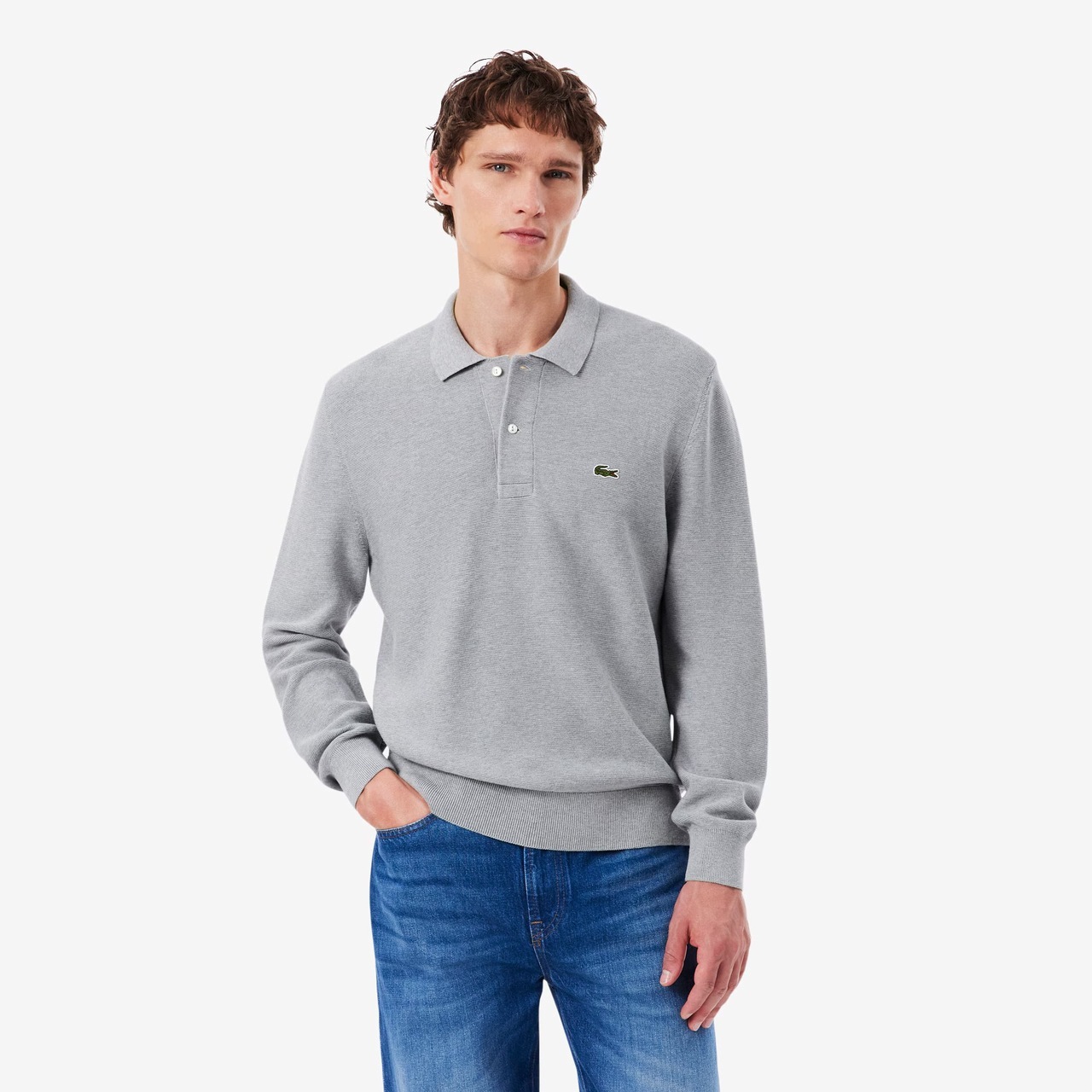 Lacoste Sweter Męski Knit Polo Gris Chine XL