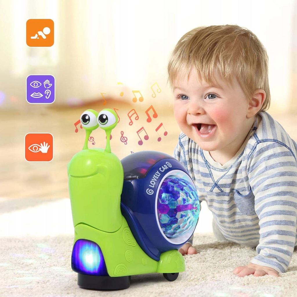 UCIEKAJĄCY PEŁZAJĄCY ŚLIMAK ZABAWKA INTERAKTYWNA Wiek dziecka 0 +