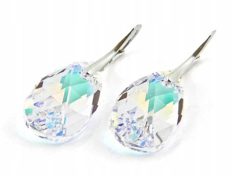 

Srebrne Kolczyki z kr. Swarovski Migdały 22mm Cab