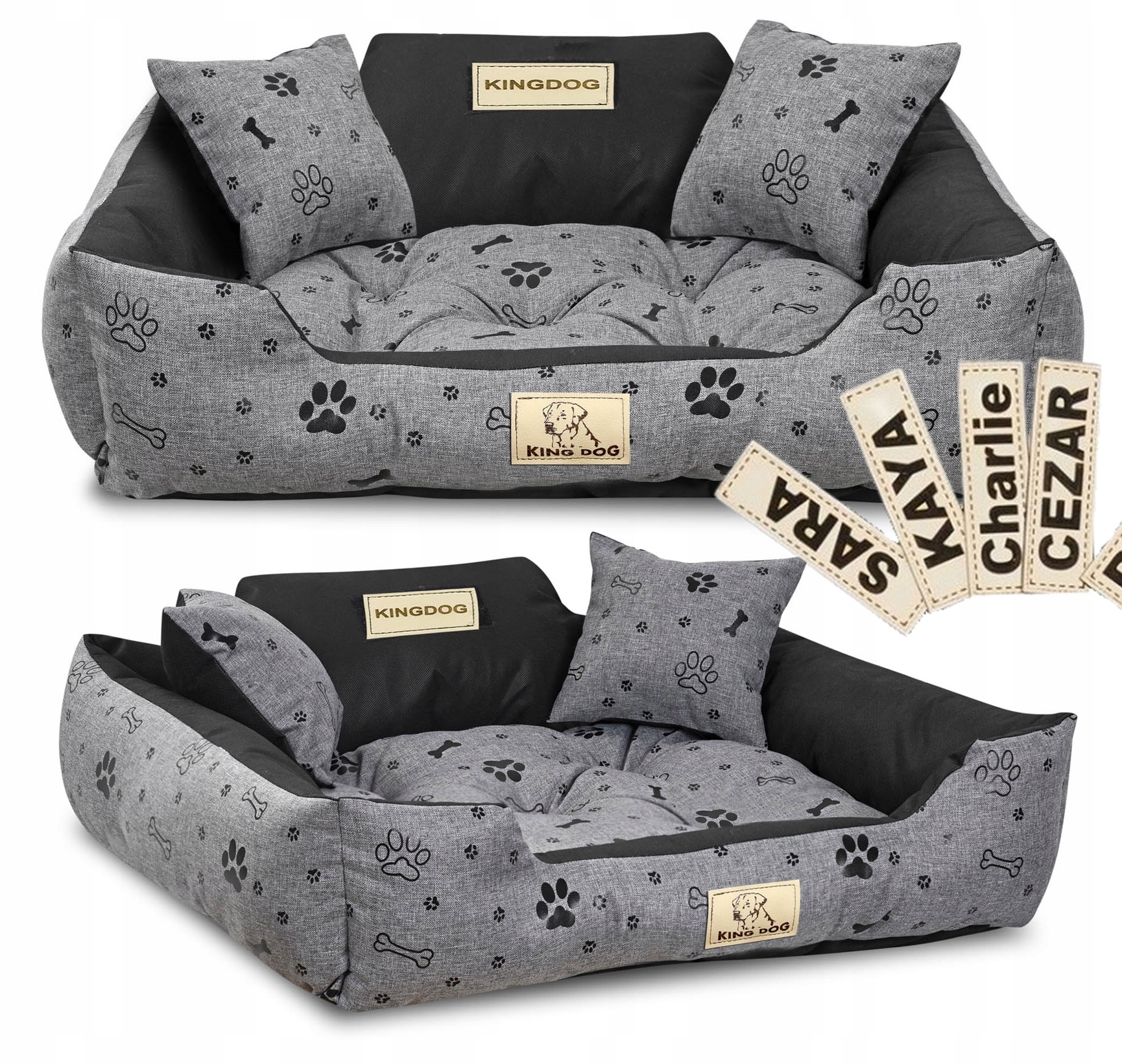 Pelíšek pro psa kotec Kingdog 115x95 cm, personalizované voděodolné kosti