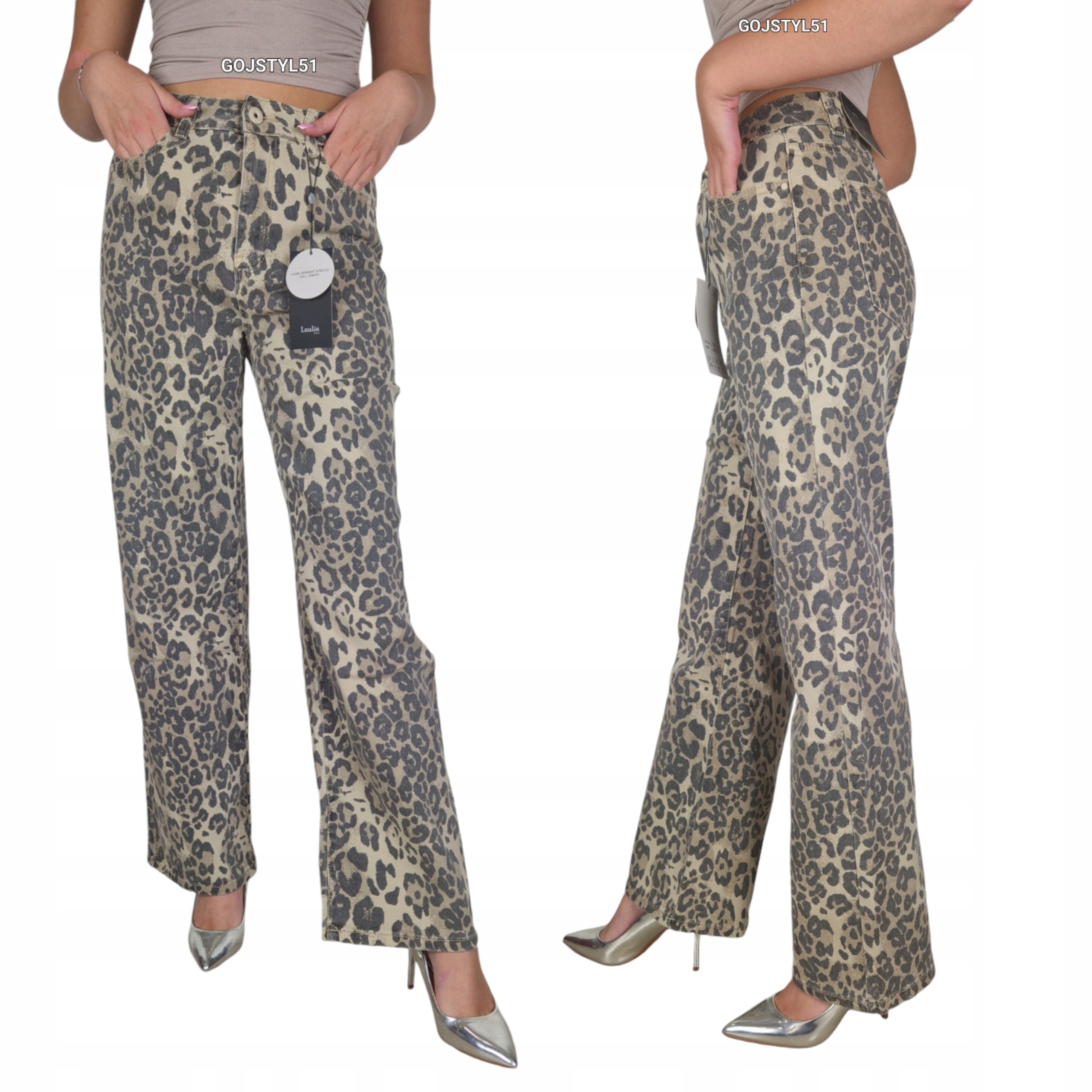 Dámské kalhoty Klasické Široké s leopardím vzorem