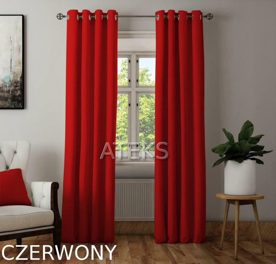ZASŁONY MATOWE ZASŁONA PRZELOTKI 145x250 czerwony Wzór gładki