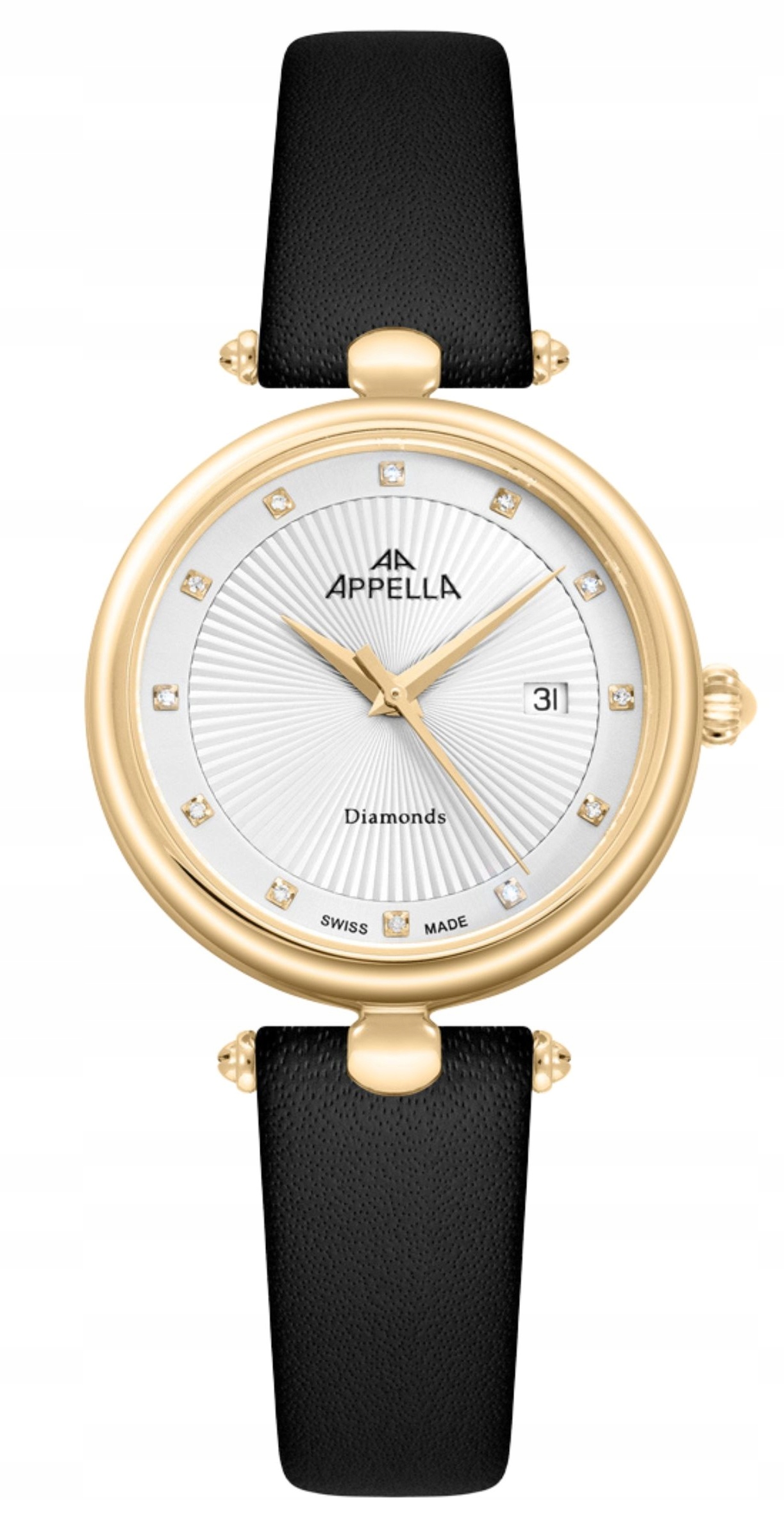 Nové Originální dámské hodinky Appella L50002.1243DQ Diamanty, zlaté
