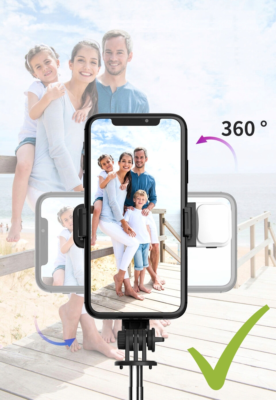 STATYW DO GOPRO TRIPOD SELFIE STICK UCHWYT SOLIDNY Kijek Statyw Bluetooth Mocowanie gwint 1/4