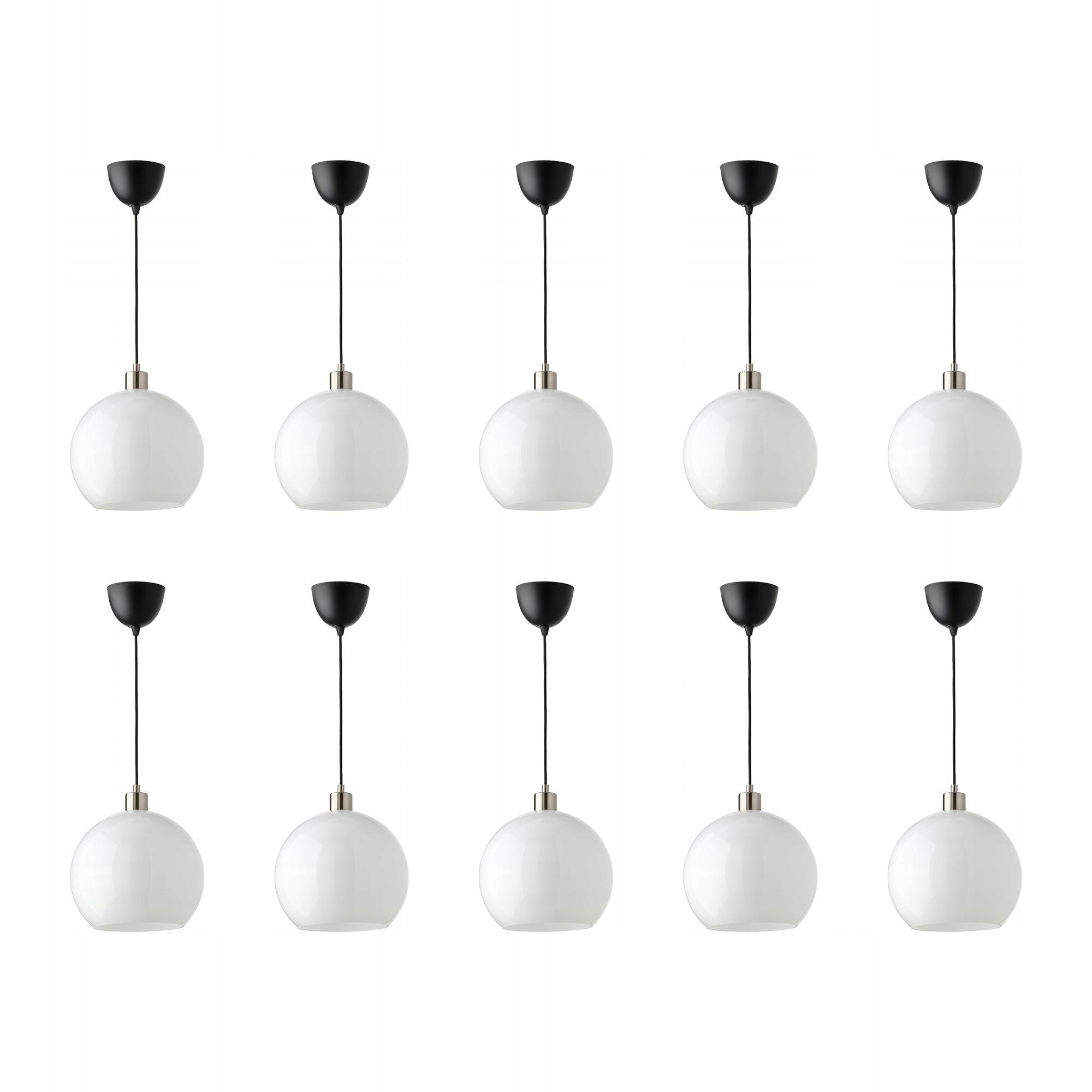 10 szt. Lampa wisząca Jarpliden białe szkło niklowana 30 cm