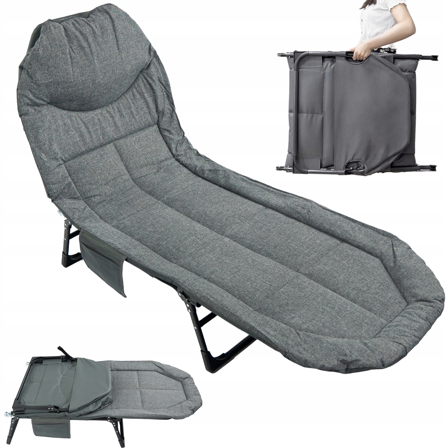 Skládací Postel Turistické Lehátko Pohodlné Prémiové Přenosné Nastavitelné