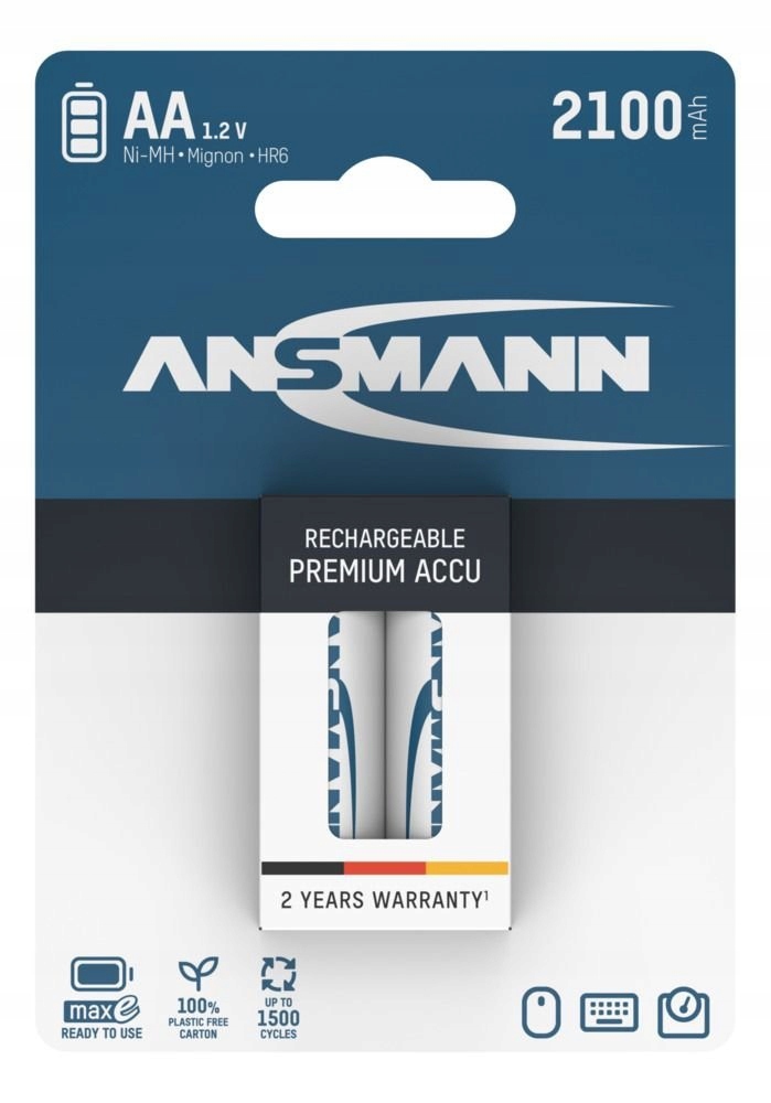 Akumulatorki Aa R6 Paluszki NiMH 2100mAh maxE mocne Ansmann 2szt