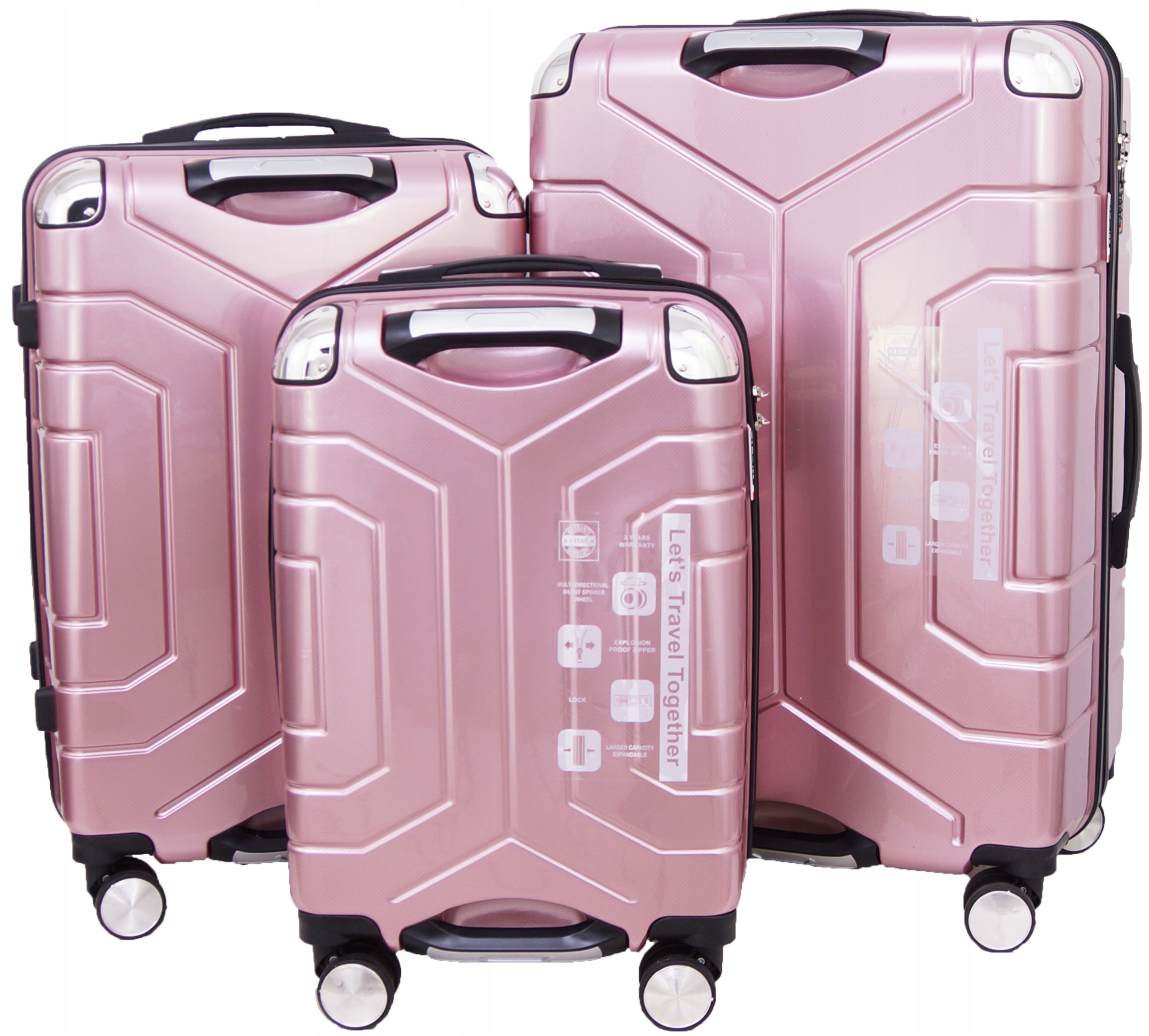 Walizka Podróżna Zestaw Komplet Walizek 3w1 Gravitt 7910 Poliwęglan Twarda