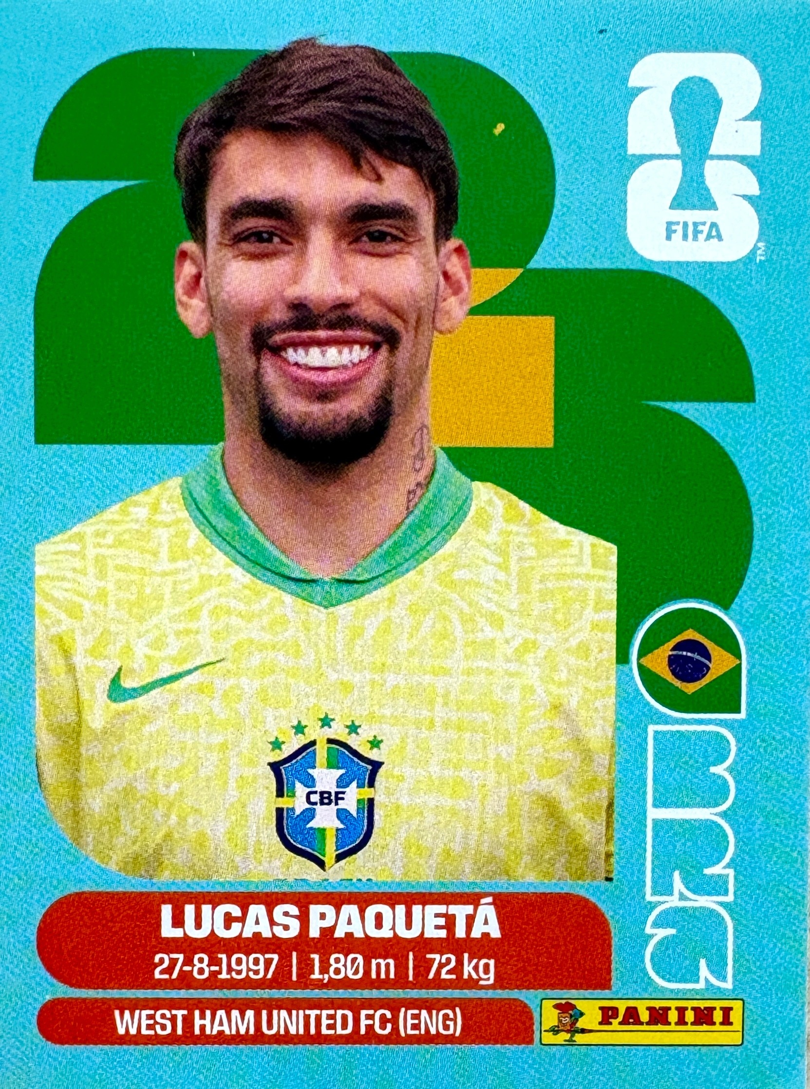 Naklejki Panini World Cup 2026 naklejka Bra 9 Lucas Paqueta Brazylia