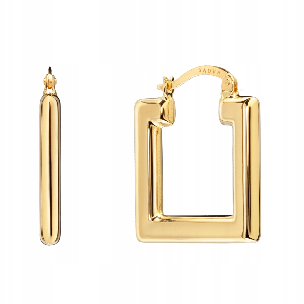 Kolczyki Złote Wiszące Kwadraty Gładkie Cubik I Złoto 585 Sadva