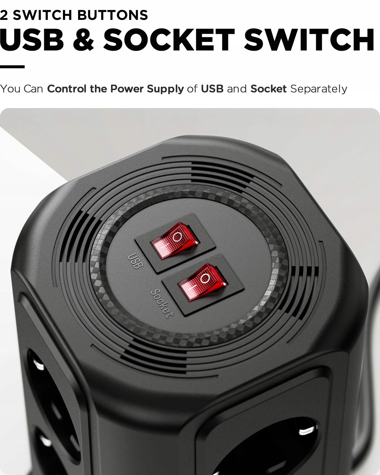 SAMERIVER Przedłużacz Gniazdo Zasilacz 5M USB 17w1 — miniatura 4