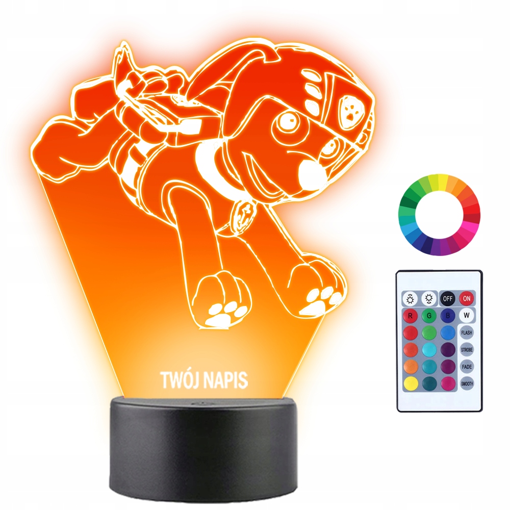 Lampka Nocna LED 3D Psi Patrol Zuma Grawer Imię