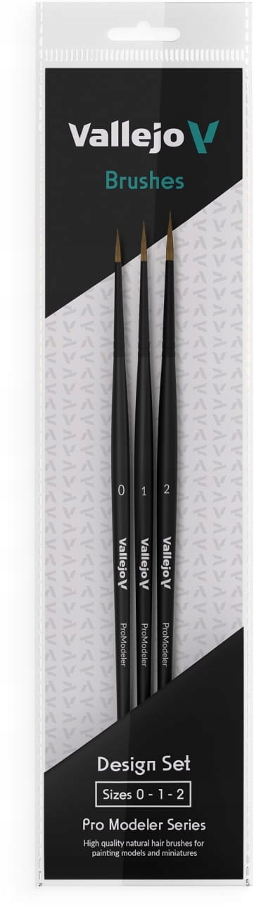 Sada štětců přírodních kulatých (0, 1, 2) Vallejo B01991 Pro Modeler