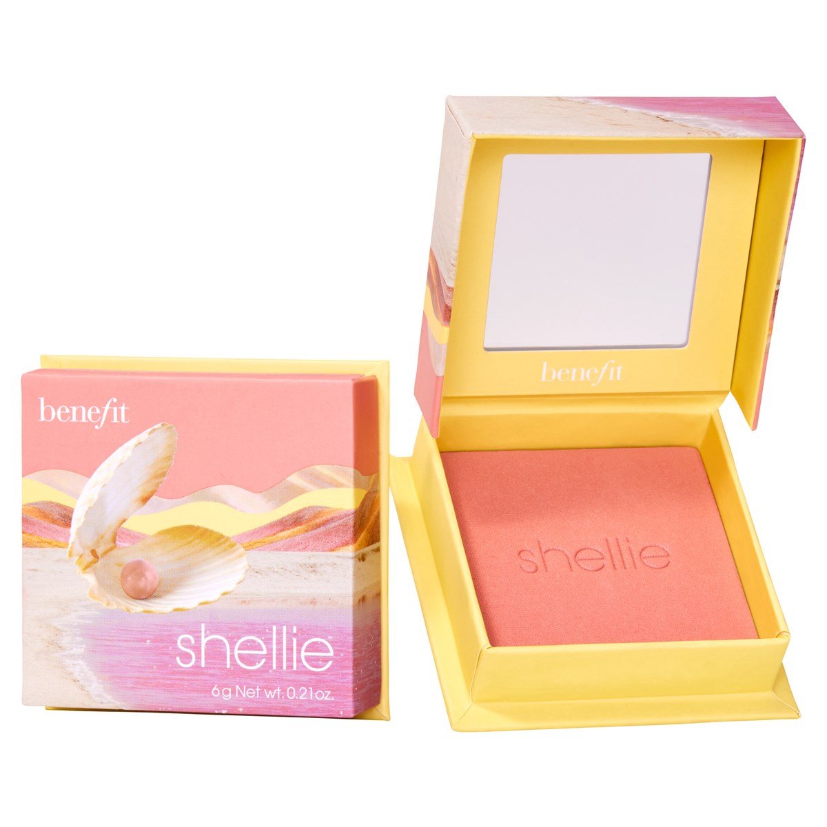 Benefit Shellie Warm-Seashell Pink tvářenka v teplém odstínu růžové