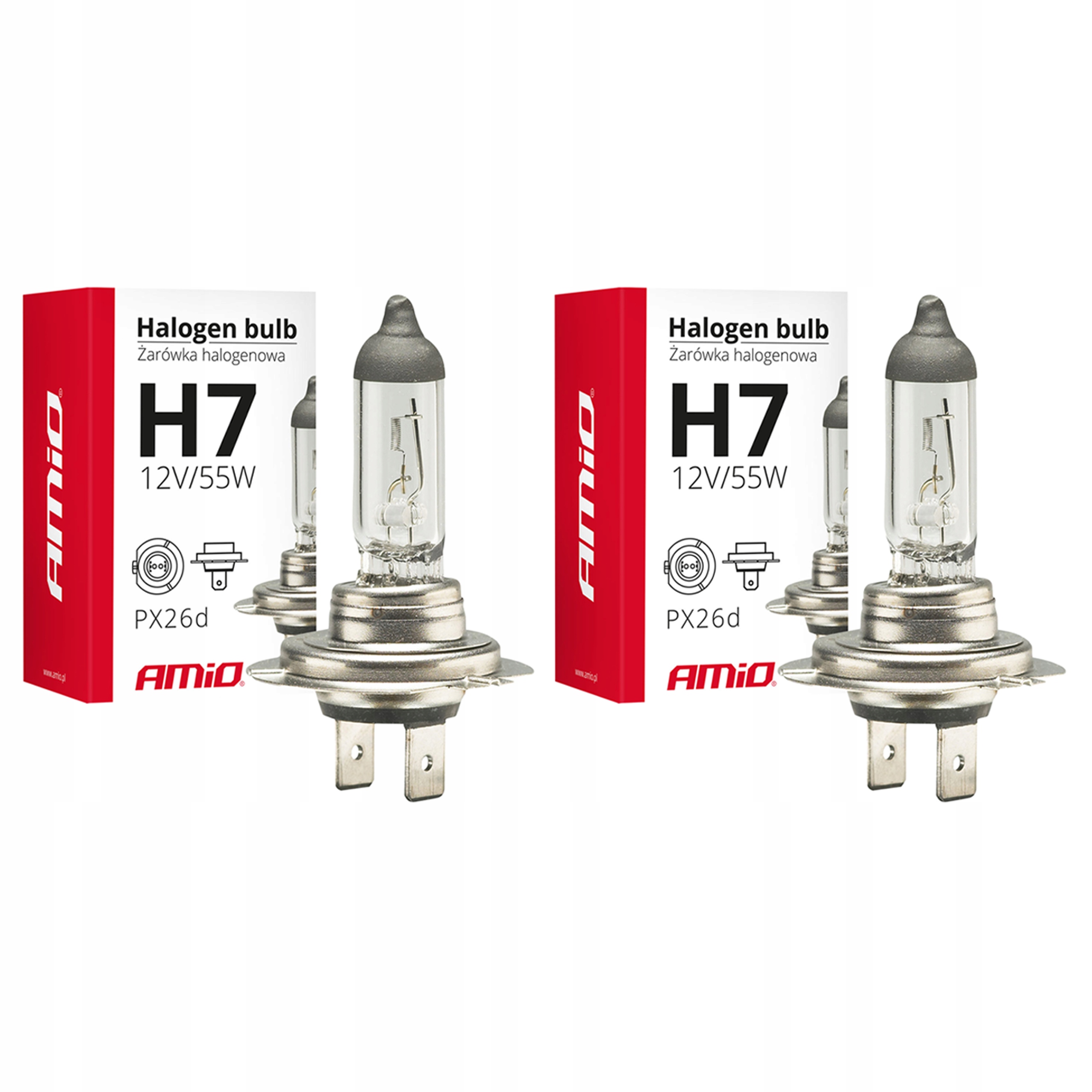2x Żarówka halogenowa H7 12V 55W filtr Uv E4 Żarówki AMiO