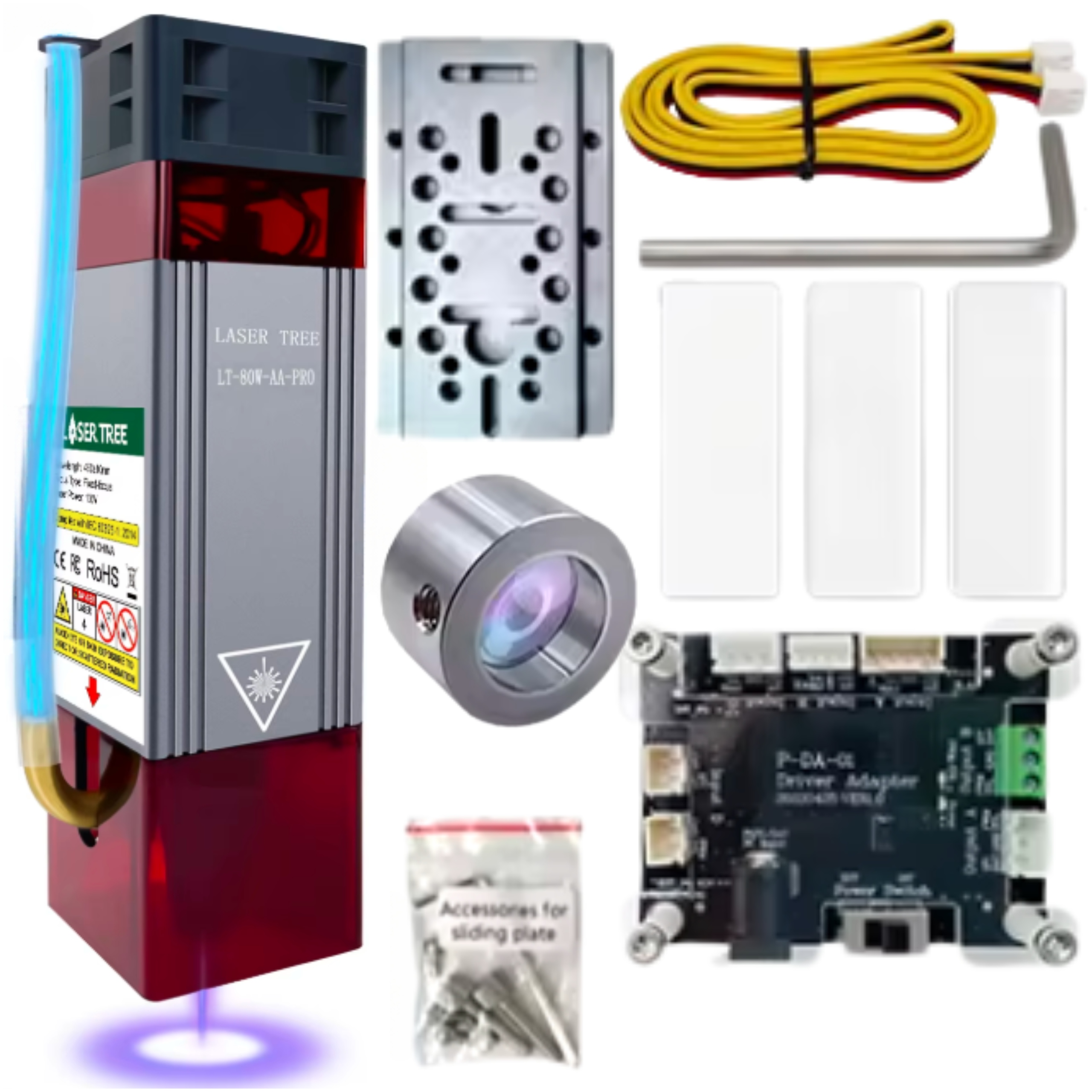 Laserová hlava pro gravírování Modul 80W 450nm Řezání dřeva a kovu