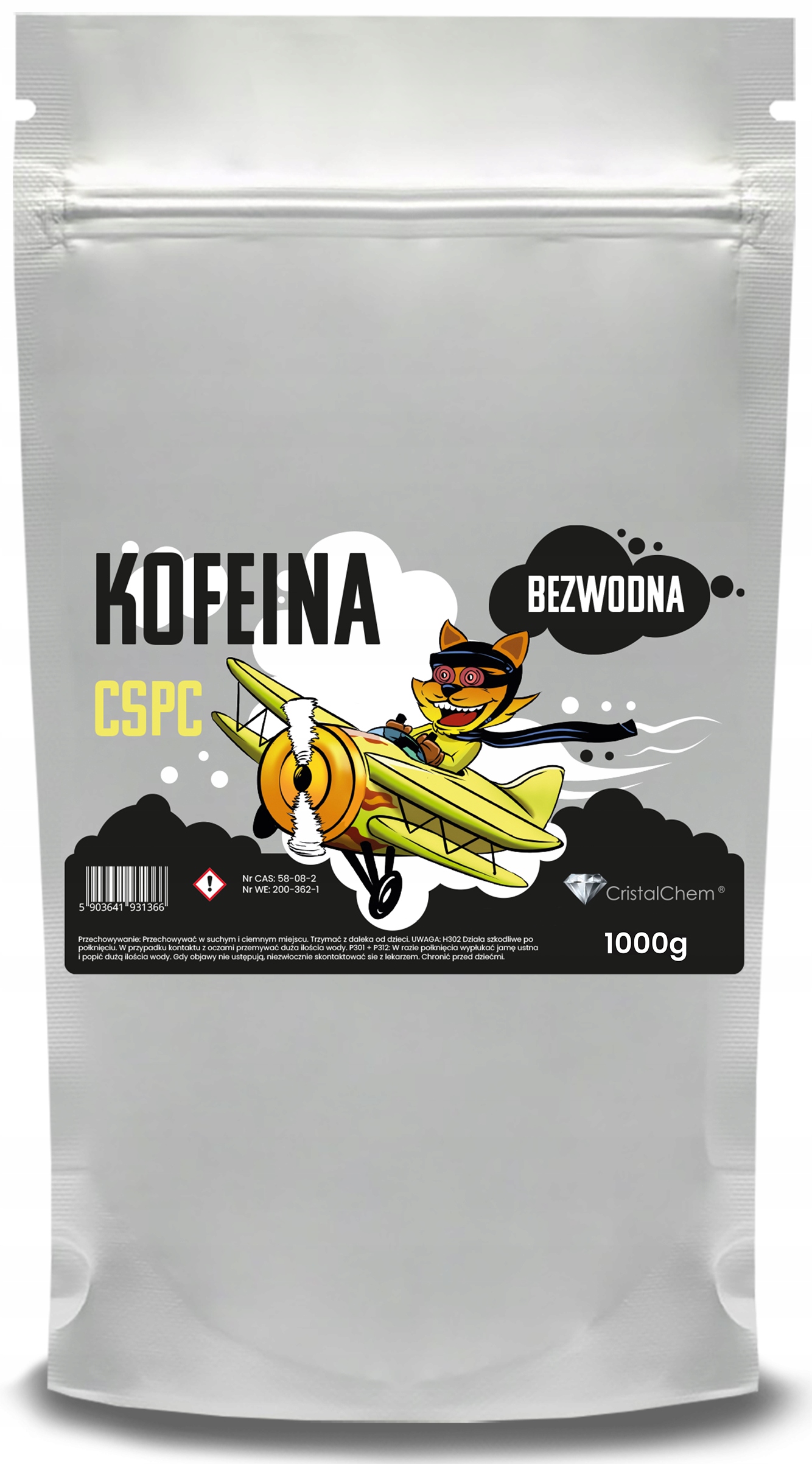 Kofein *cspc* Bezvodý 1000g Nadýchaný 100% čistý