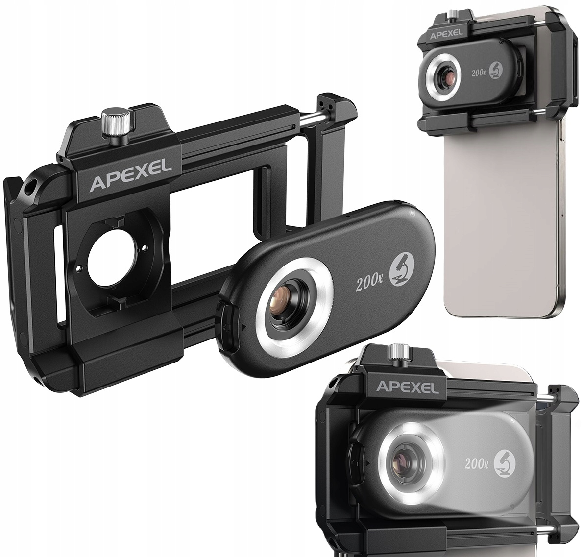 Digitální Mikroskop 200x s filtrem Cpl pro telefon Smartphone Telefon