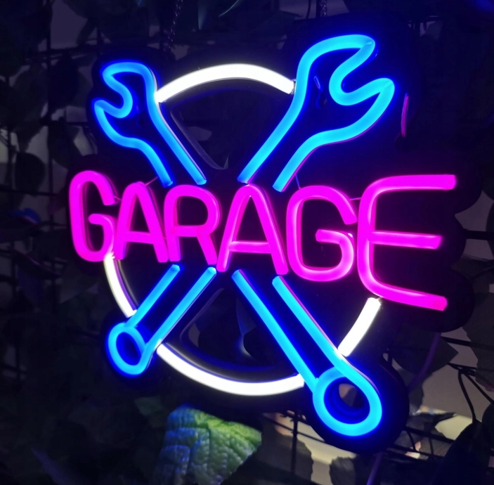 „garage“ Neon Led, Usb znak Neon Garážový, darček pre motocyklistu!