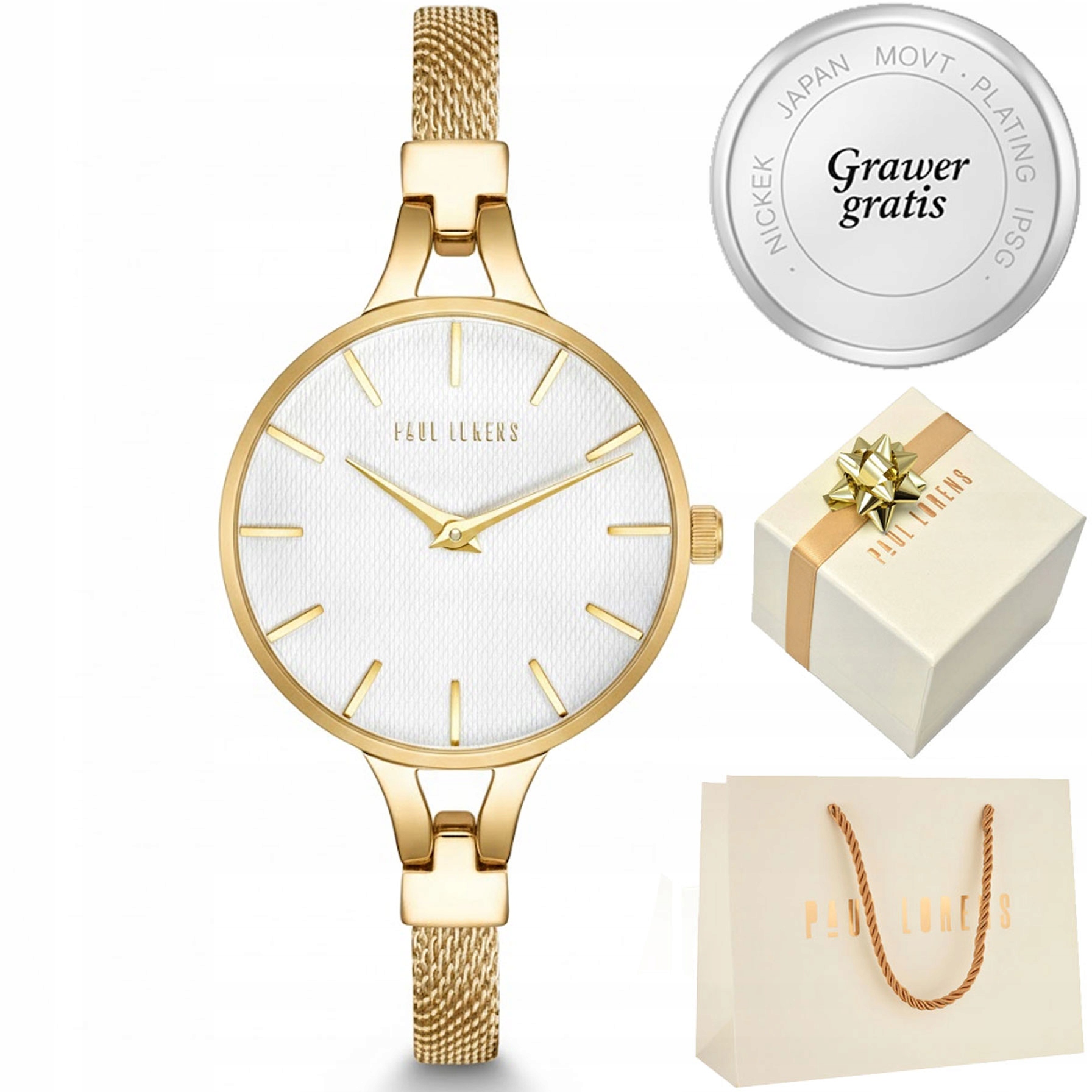 Dámské hodinky Paul Lorens Sekata elegantní s jemným náramkem Gravírování