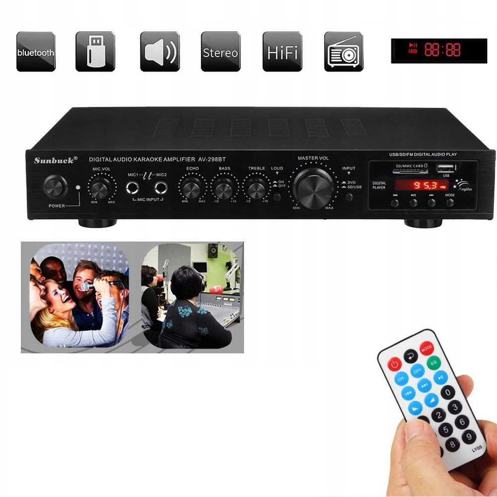 2000W Integrovaný Bluetooth Stereofonní Hi-fi Digitální Zesilovač Fm