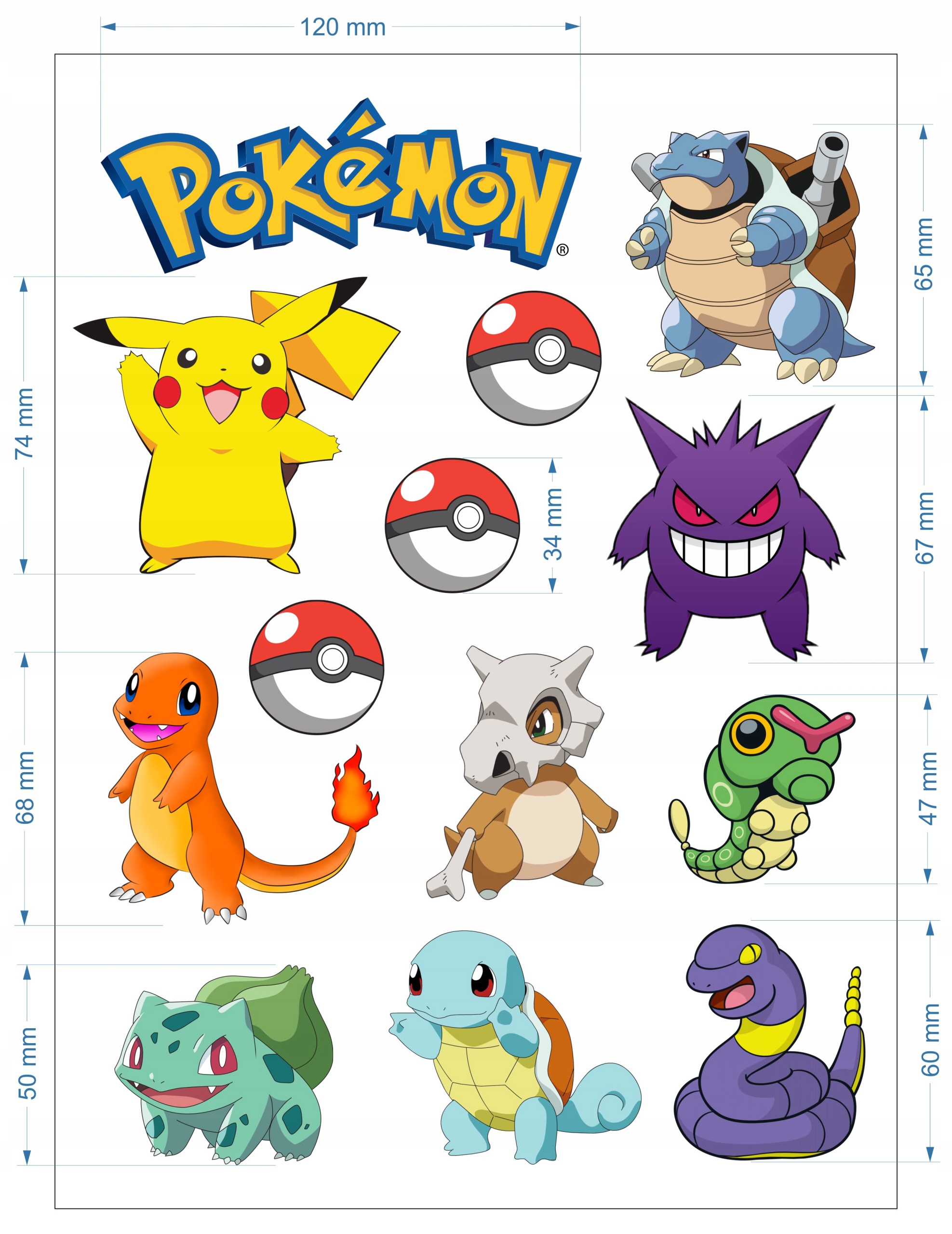 Pokemon - Masa cukrowa, wydruk A4 Rodzaj ozdoby cukrowe