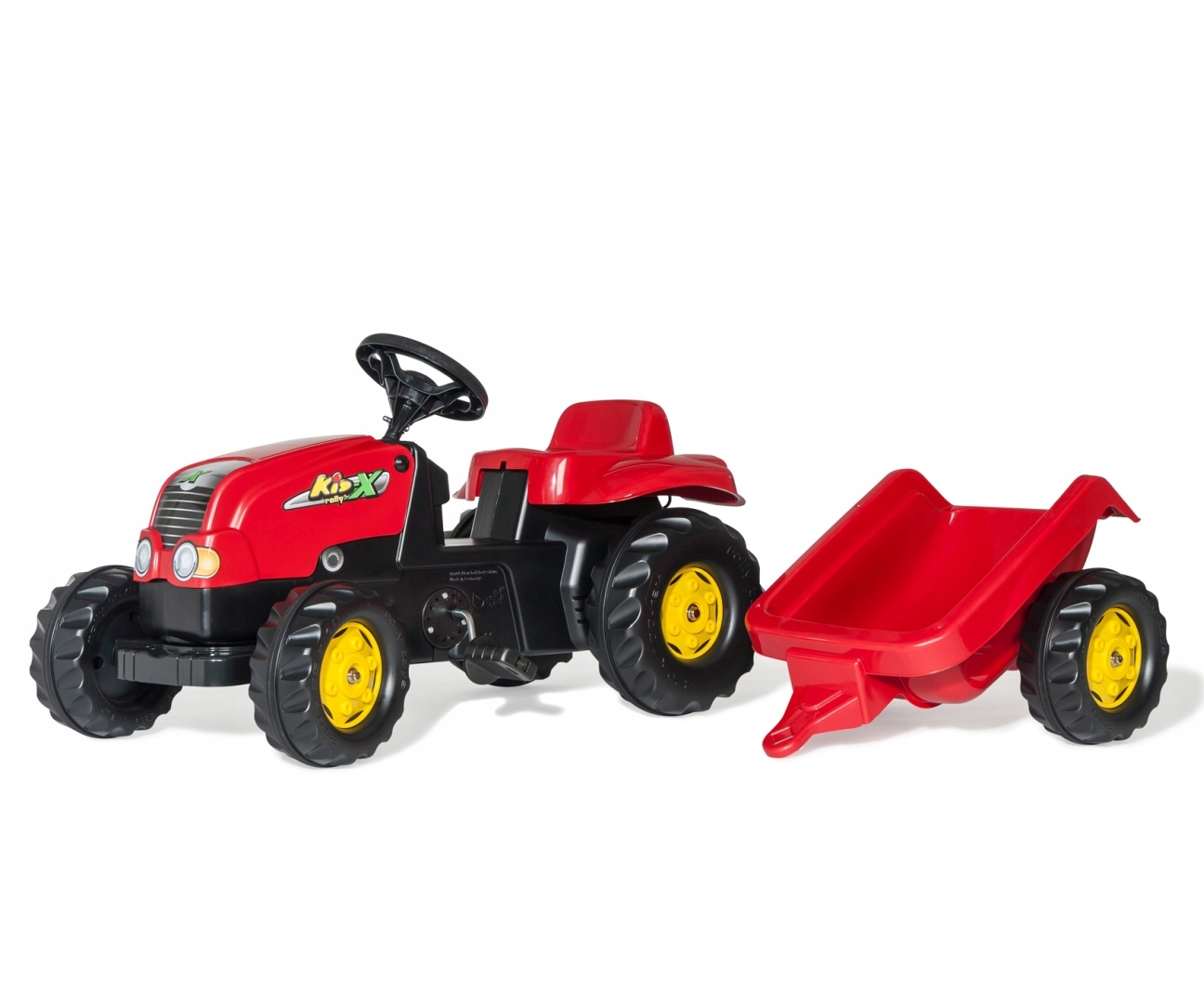 Traktor jeździk dla dzieci Rolly Kid z przeczepą Czerwony Rolly Toys 012121