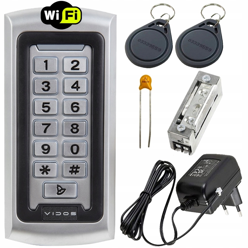 Vidos Wi-fi ZS42X Szyfrator Czytnik Elektrozaczep Zasilacz 12V Dwa Breloki