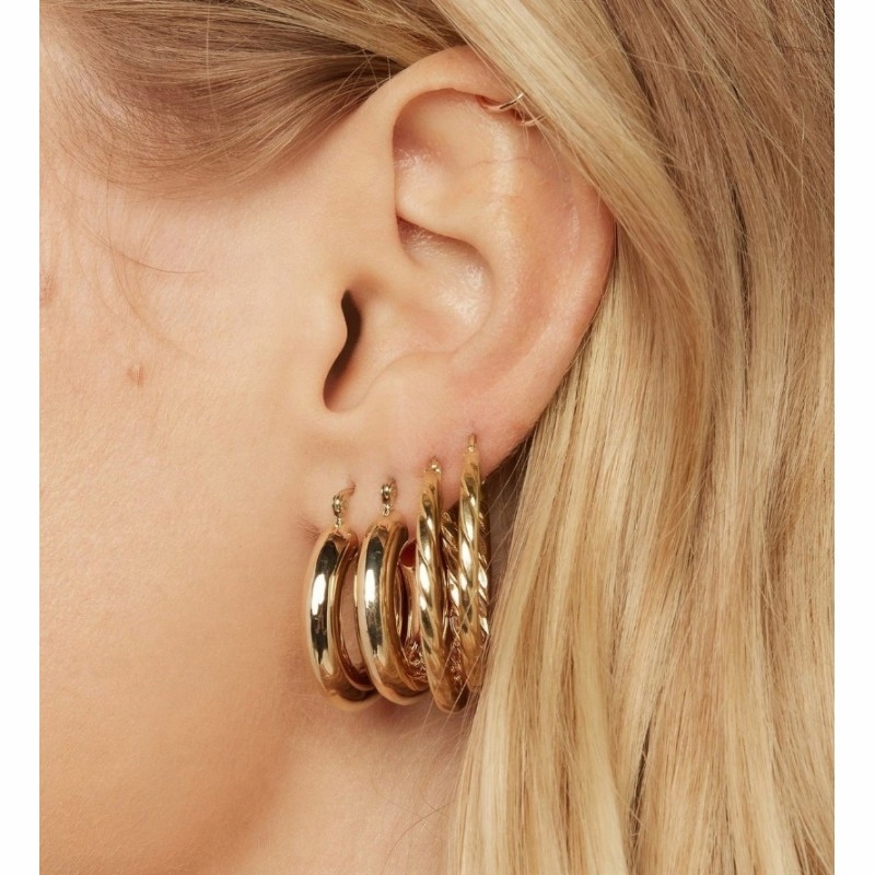 

Kolczyki Złote Zestaw 2W1 Koła Stalowe Modne