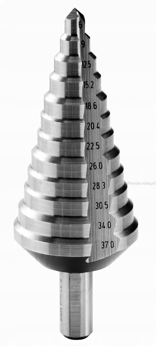

678014 - Wiertło stopniowe Pg, 6 - 37 mm, Facom Fv
