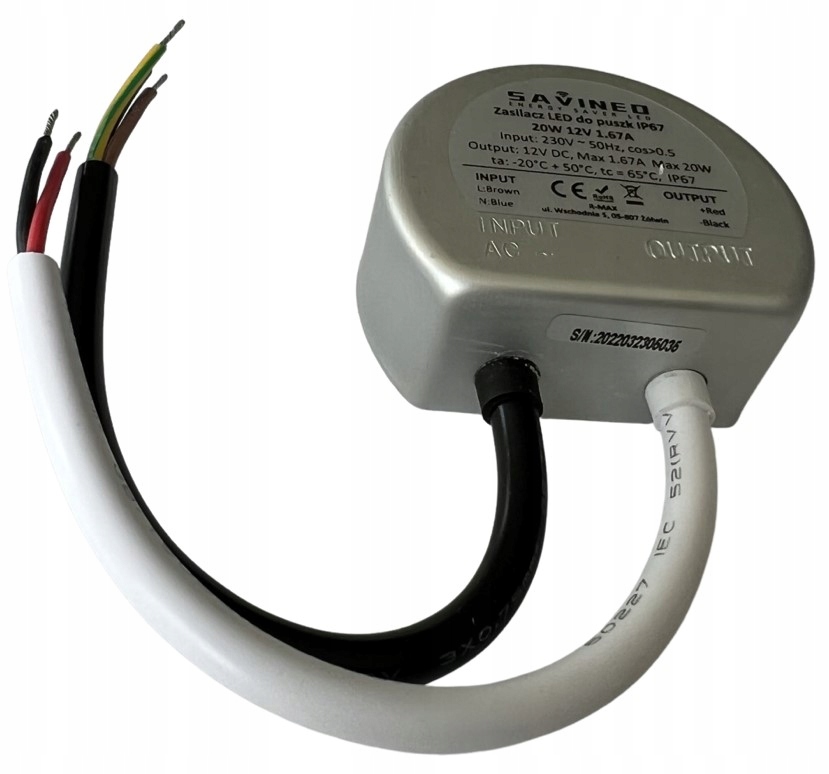 

Zasilacz Led do puszk IP67 20W 12V 1,67A IP20 1564