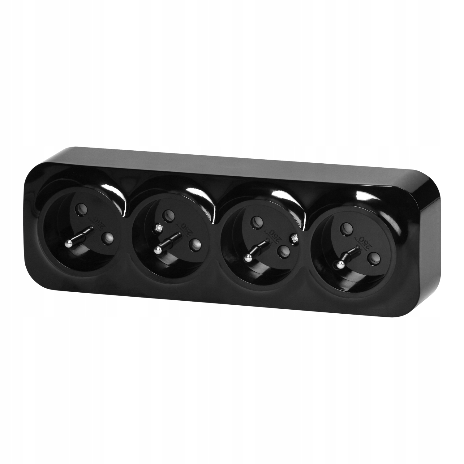 Čtyřnásobná zásuvka ToDo 2P+Z IP20, černá, 8 kusů