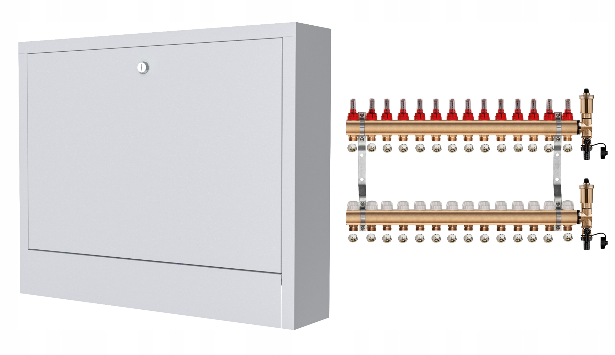 Mosazný Rozdělovač 14 Sekcí Spojky Nástěnná Skříňka