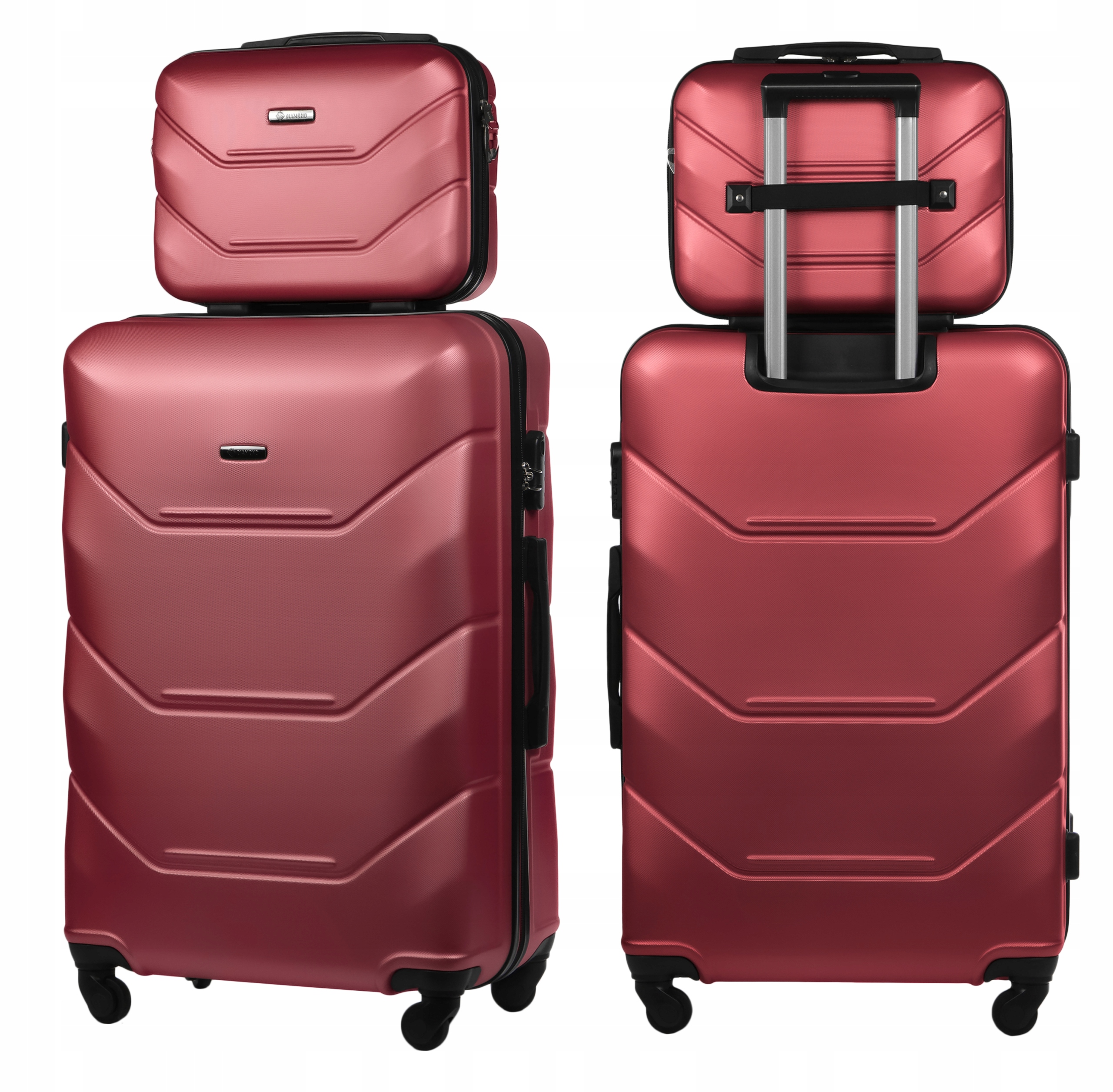 Set 2v1 Cestovní Kufr Velký XL Kufřík Bc Burgundská Kolečka A227 Abs
