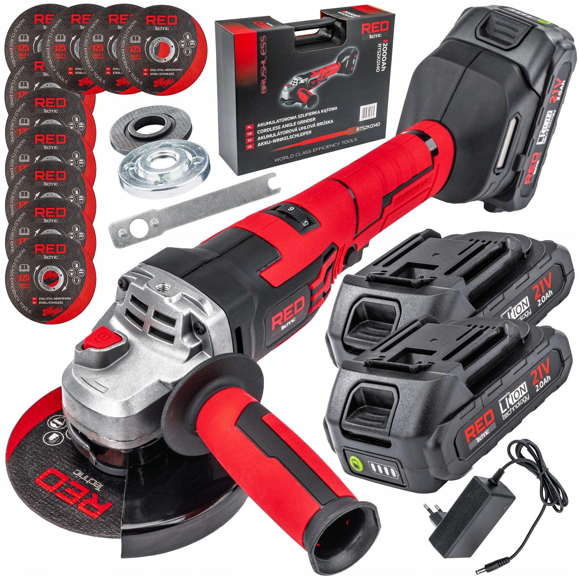 Szlifierka Kątowa Akumulatorowa Bezszczotkowa Diax Kątówka 2 X Aku 10 Tarcz