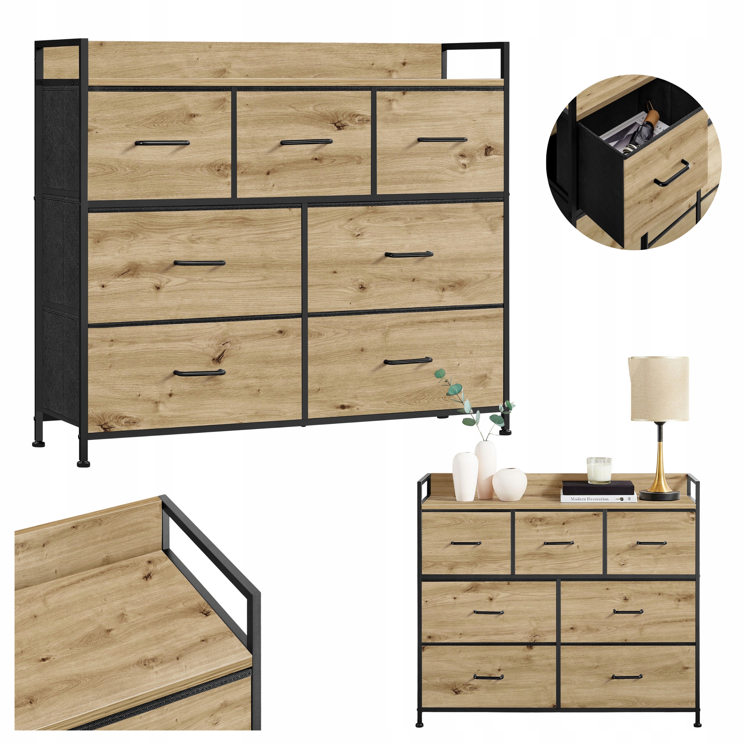 Komoda so zásuvkami Moderná skrinka do obývacej izby, spálne, dub artisan