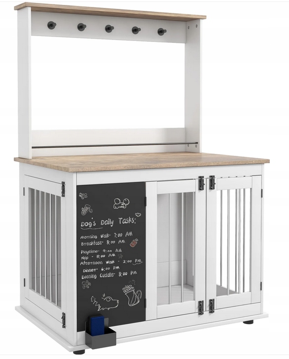 Levně PawHut kenelová klec pro psy s poličkou a háčky na vodítka s tabulkou s gumou