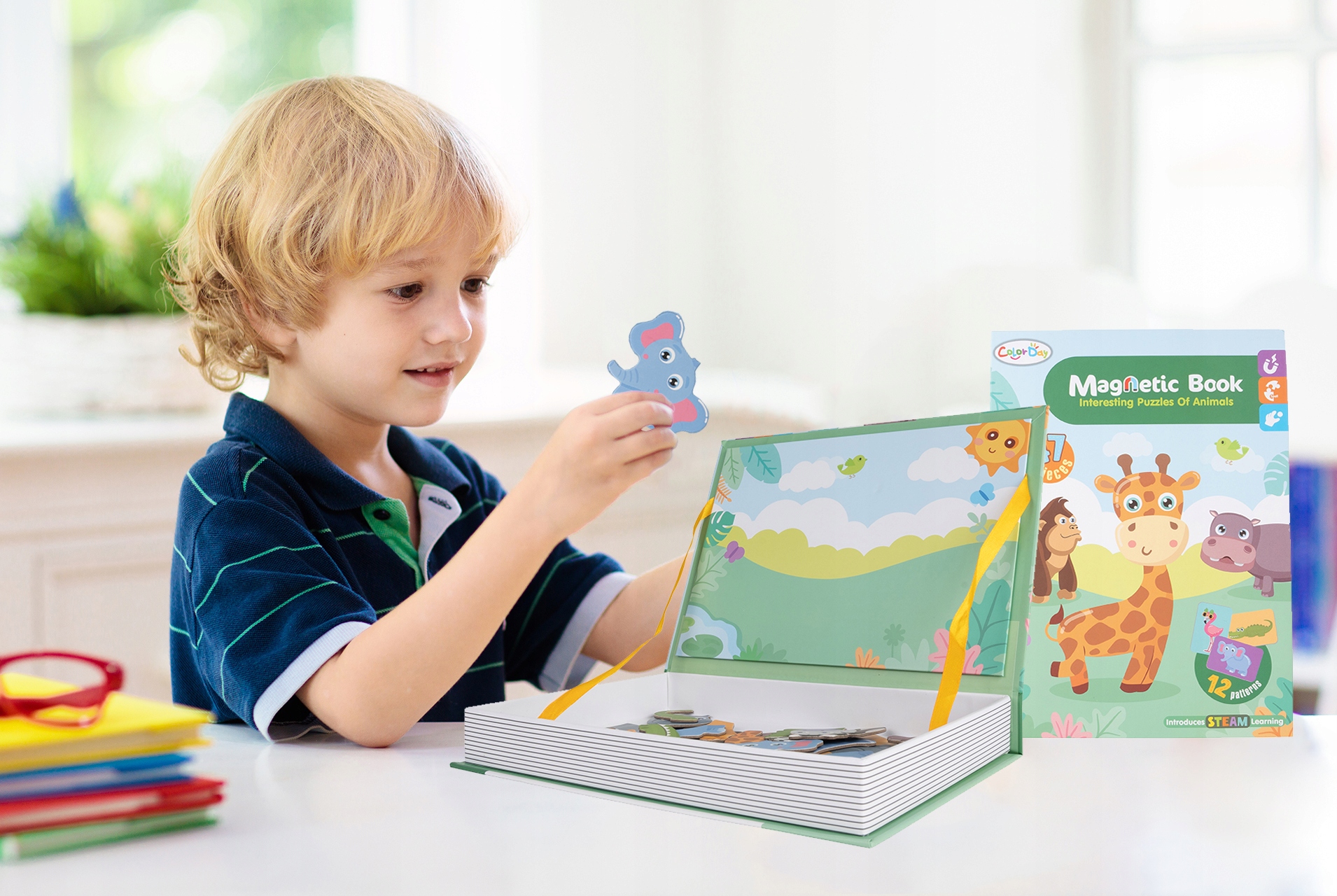 UKŁADANKA MAGNETYCZNA KLOCKI MAGNETYCZNE PUZZLE ZWIERZĘTA MONTESSORI Bohater brak