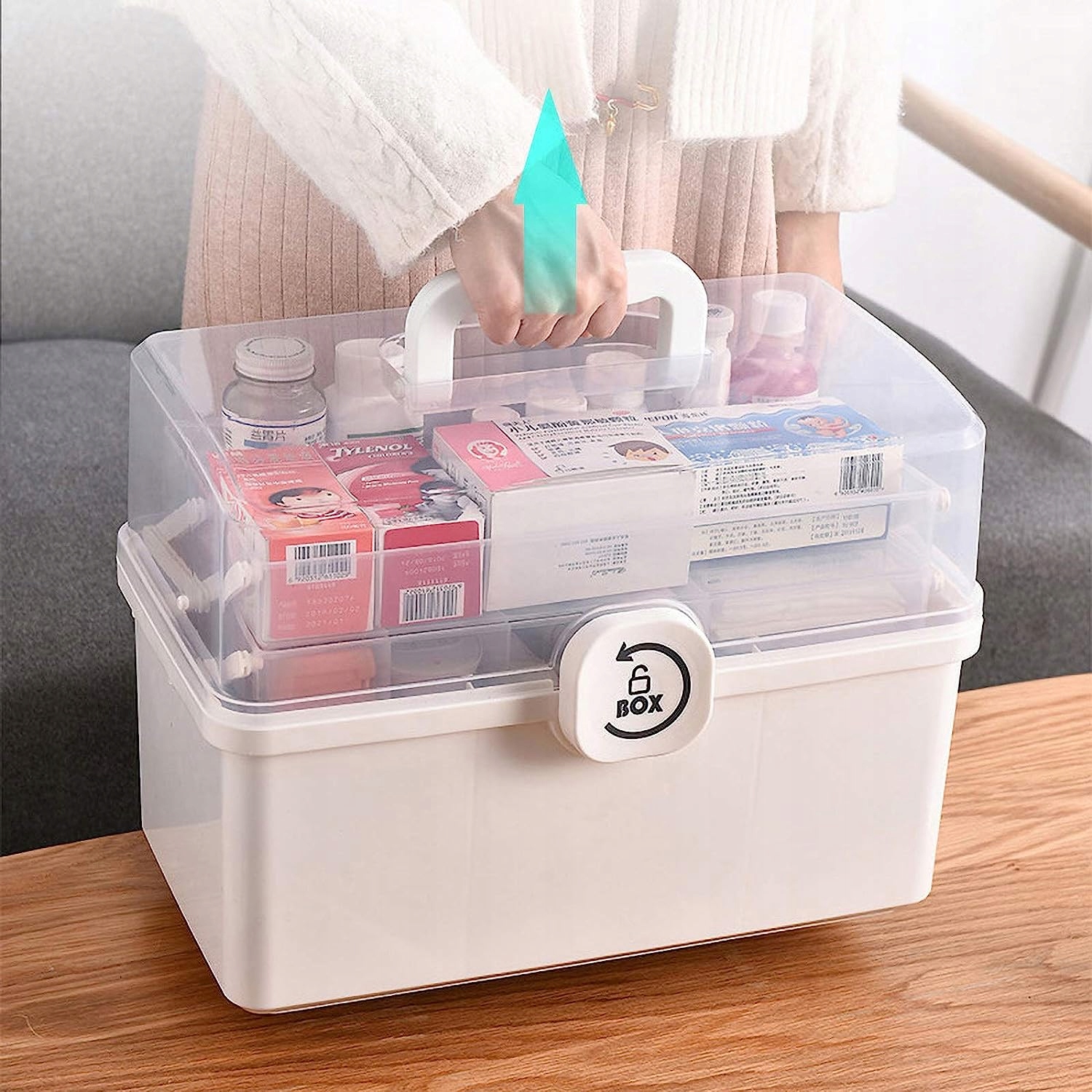 ORGANIZER POJEMNIK SKRZYNKA NA LEKI KASETKA APTECZKA ZAMEK ROZKŁADANA XL Liczba przegródek na dobę 5