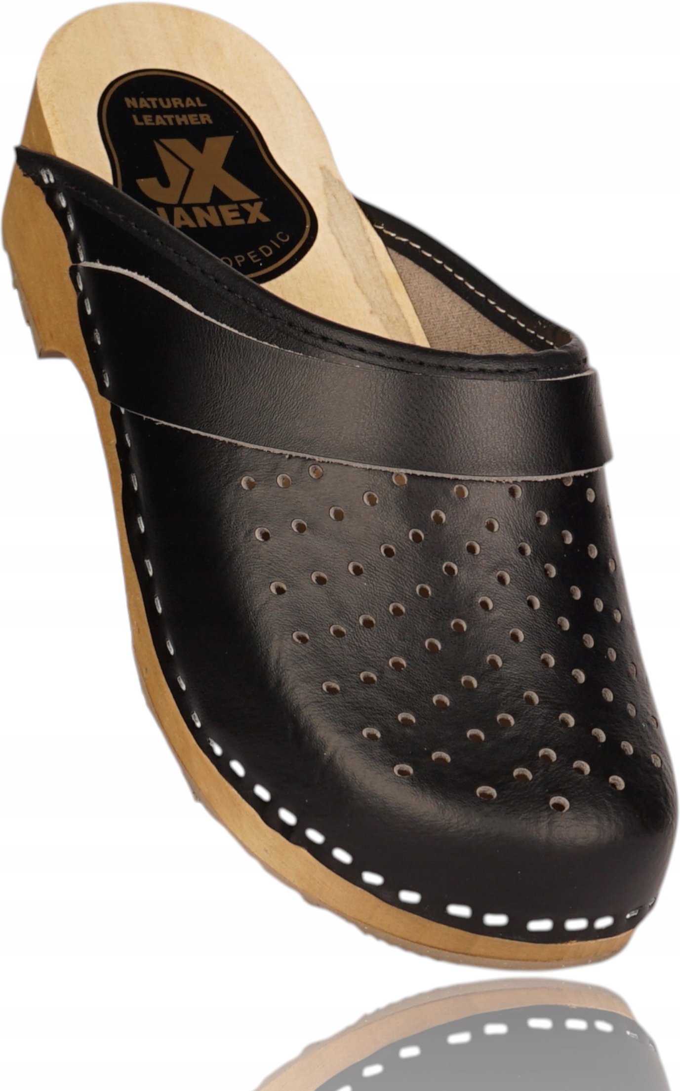 Dámské kožené černé zdravotní chodítka Nazouváky pro práci doma