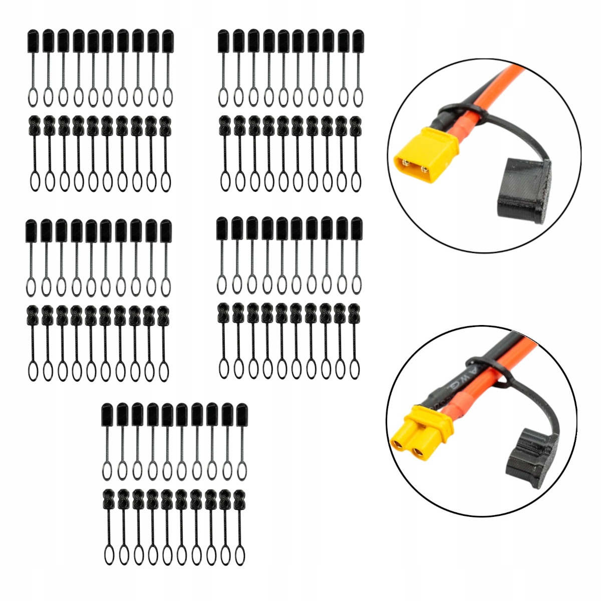 Záslepky XT30, protiprachové krytky s upevněním pro 50 párů