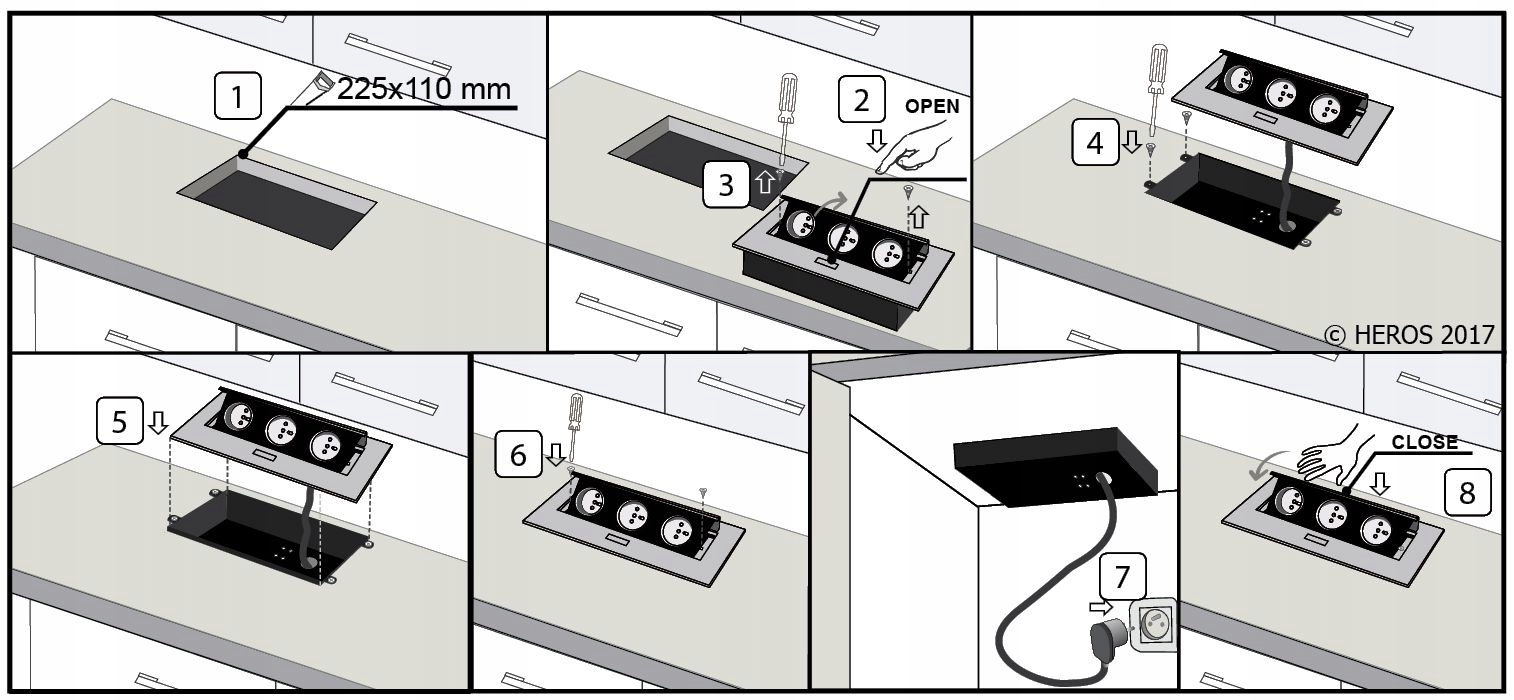 GNIAZDO WPUSZCZANE CHOWANE W BLAT - PŁASKI RANT Rodzaj gniazda blatowe