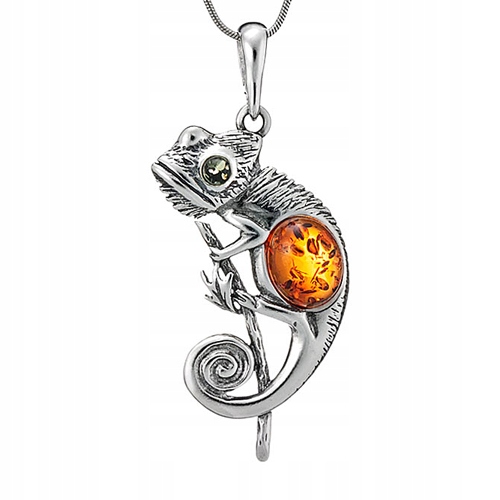 

Kameleon naszyjnik Srebro z bałtyckim Bursztynem