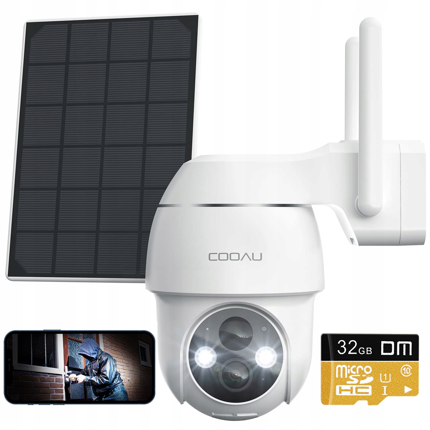 Otočná Venkovní Solární Kamera Ip Wifi 3MPx 2K 32GB Karta