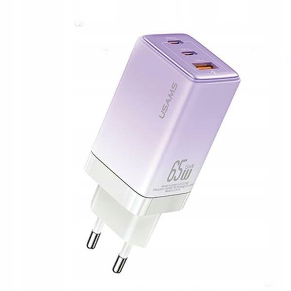 Usams Síťové nabíjení 2xUSB-C+1xUSB 65W (only head) GaN PD3.0 +QC3.0 Fast Chargi