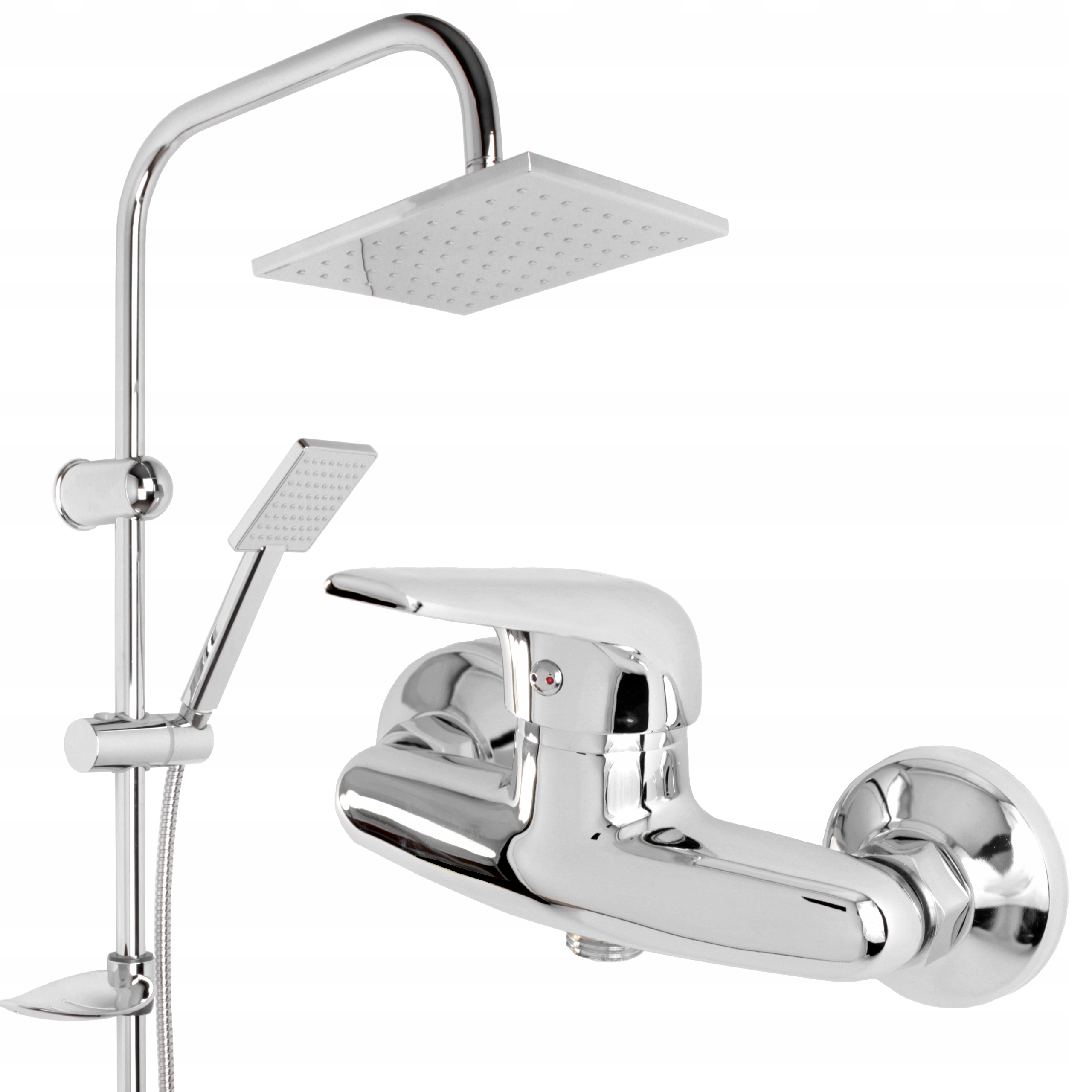 ZESTAW PRYSZNICOWY Z BATERIĄ DESZCZOWNICA ZE SŁUCHAWKĄ CHROM NATYNKOWA