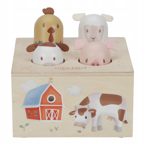 LITTLE DUTCH Drewniana zabawka pop-up WYSKAKUJĄCE ZWIERZATKA Little Farm